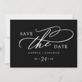 Save The Date Calligraphie romantique | Code QR noir foncé (Devant)