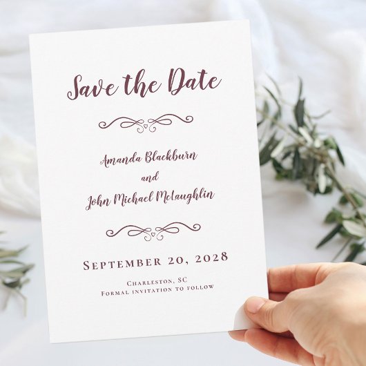 Save The Date Calligraphie romantique délicate en écriture Bourg