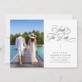 Save The Date Calligraphie romantique Photo noir et blanc (Devant)