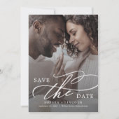 Save The Date Calligraphie romantique QR Code Dark Photo (Devant)