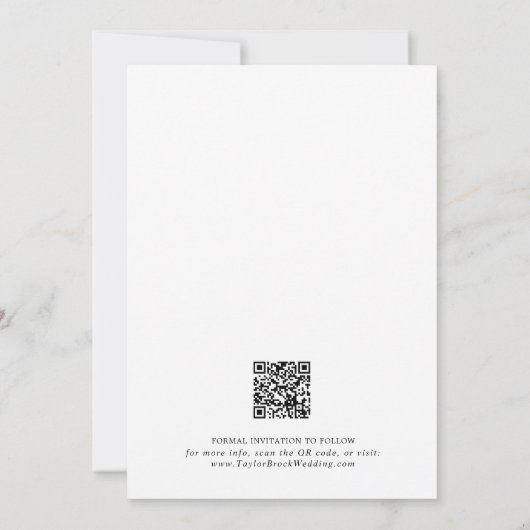 Save The Date Calligraphie Romantique QR Code Photo Overlay Enre (Dos)