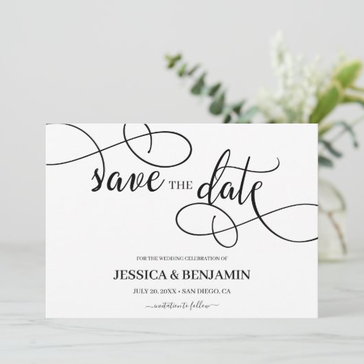 Save The Date Calligraphie romantique Script Mariage Enregistrer (Debout devant)