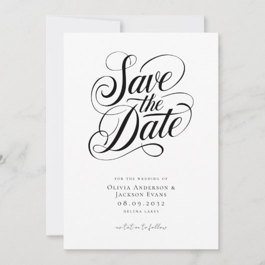 Save The Date Calligraphie romantique Script Mariage photo (Devant)