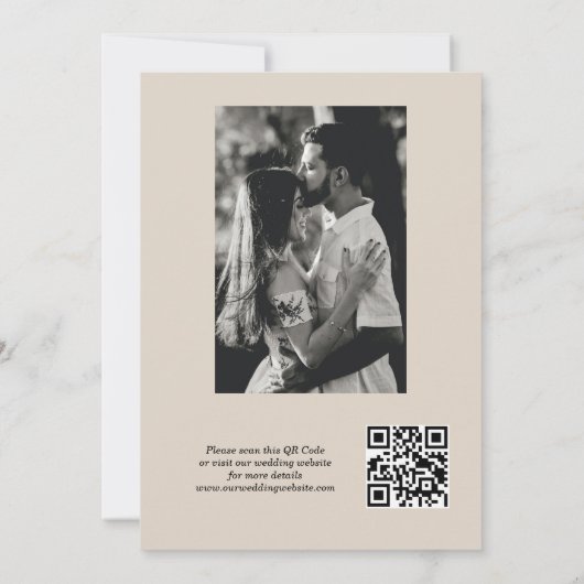 Save The Date Calligraphie romantique Script Photo Code QR (Dos)