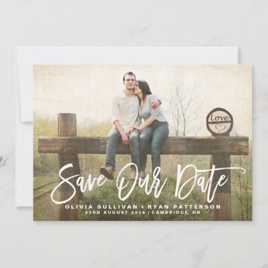 Save The Date Calligraphie rustique | Enregistrer notre Faire-pa (Devant)