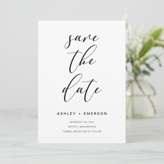 Save The Date Calligraphie Rustique Moderne Pour Un Mariage Élég (Debout devant)