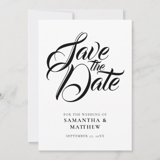 Save The Date Calligraphie Rustique Noire Enregistrer La Date In (Devant)