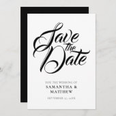 Save The Date Calligraphie Rustique Noire Enregistrer La Date In (Devant / Derrière)