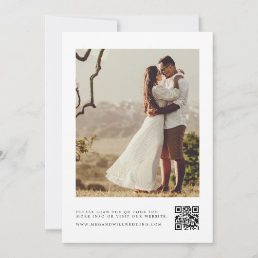 Save The Date Calligraphie rustique Photo Qr Code Mariage (Dos)