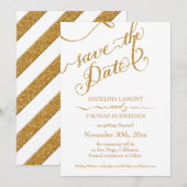 Save The Date Calligraphie Script Amour Éternel Paillettes Dorée (Devant / Derrière)