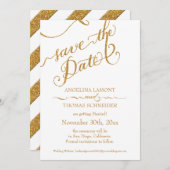 Save The Date Calligraphie Script Forever in Love Gold Parties s (Devant / Derrière)