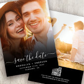 Save The Date Calligraphie Script Photo QR Code Mariage