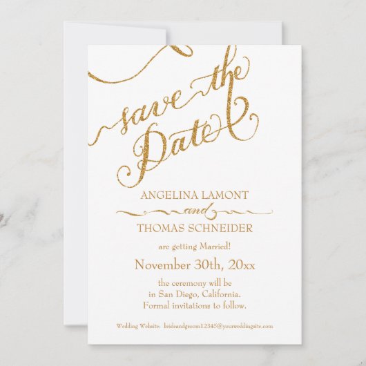 Save The Date Calligraphie Script Pour toujours en amour Paillet (Devant)