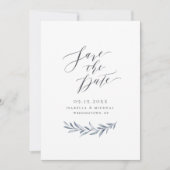 Save The Date Calligraphie simple bleu poussiéreux mariage (Devant)