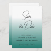 Save The Date Calligraphie simple élégante moderne sarcelle (Devant / Derrière)