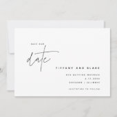 Save The Date Calligraphie simple noir blanc chic moderne (Devant)