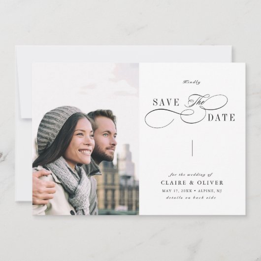 Save The Date Calligraphie Tourbillonnant romantique QR Code Mar (Devant)