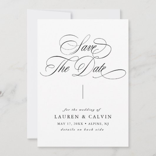 Save The Date Calligraphie Tourbillonnant romantique QR Code Pho (Devant)