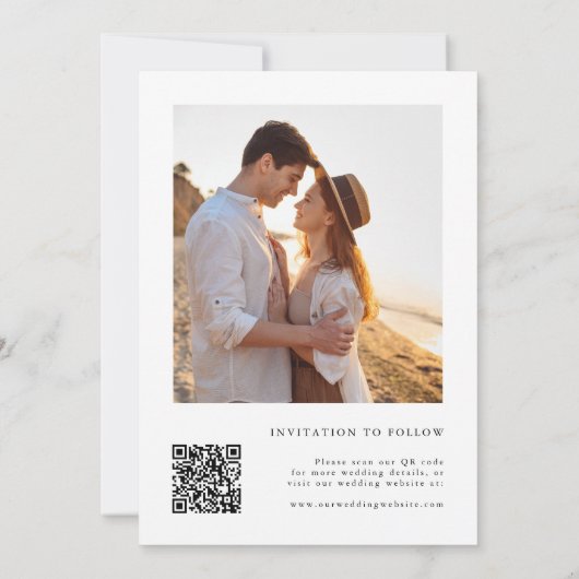 Save The Date Calligraphie Tourbillonnant romantique QR Code Pho (Dos)