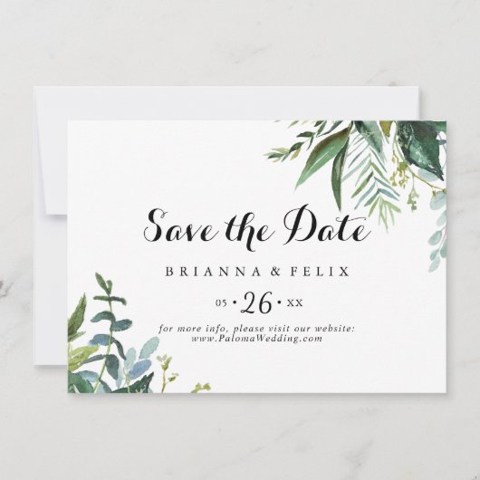 Save The Date Calligraphie tropicale Mariage horizontal (Devant)