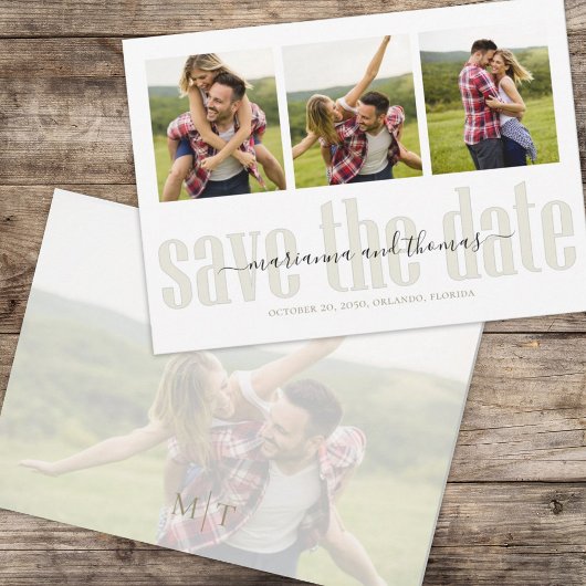 Save The Date Calligraphie Vélin Script Stylé Multi Photo