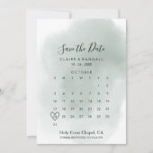 Save The Date Calligraphie Vert Blanc Enregistrer le calendrier (Devant)