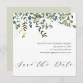 Save The Date Calligraphie Vert Eucalyptus Enregistrer la date (Devant / Derrière)