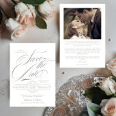 Save The Date Calligraphie verte grise officielle Cravate noire