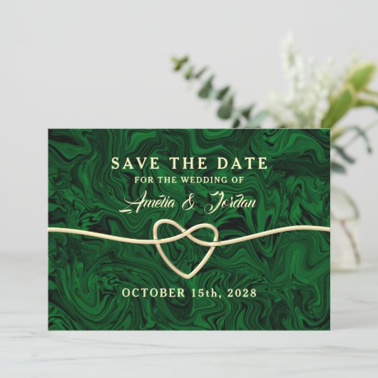 Save The Date Calligraphie verte Mariage Enregistrer La Date (Debout devant)