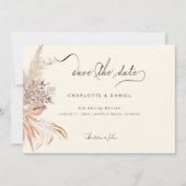 Save The Date Calligraphie Whimsical Boho moderne Script Beige (Devant)