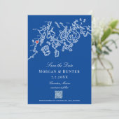 Save The Date Camden Maine Map Code QR élégant (Debout devant)