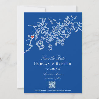 Save The Date Camden Maine Map Code QR élégant