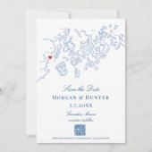 Save The Date Camden Maine Map Code QR élégant (Devant)