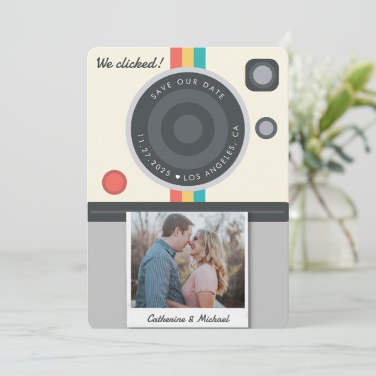 Save The Date Caméra instantanée Couple Date photo Emplacement u (Debout devant)