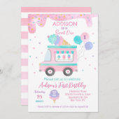 Save The Date Camion crème glacée Sweet One 1st Birthday Invitat (Devant / Derrière)