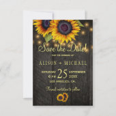 Save The Date Campagne tournesol grange bois enregistrer la date (Devant)
