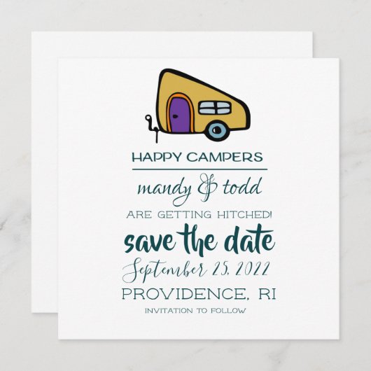 Save The Date Camper Enregistrer La Date (Devant / Derrière)