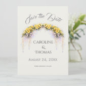 Save The Date Canary Yellow Romantic Freesia  Floral Wedding (Debout devant)