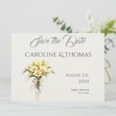 Save The Date Canary Yellow Romantic Freesia Floral Wedding (Debout devant)