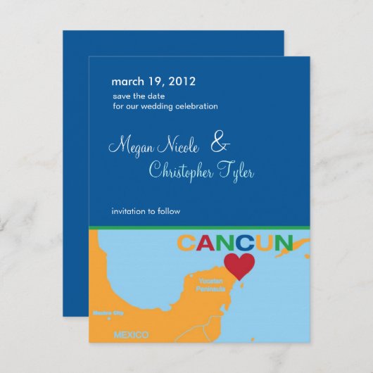 Save The Date Cancun Mexique Enregistrer la date Annonce (Devant / Derrière)