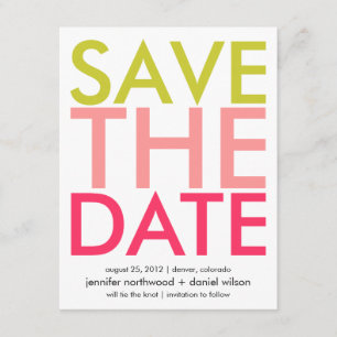 Save The Date Candy Colors Vert & Rose Enregistrer la date