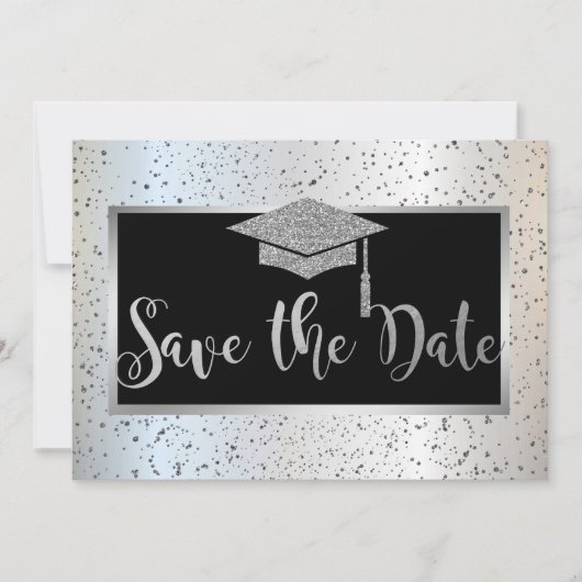 Save The Date Cap de graduation argent, Économiser la date de Co (Devant)
