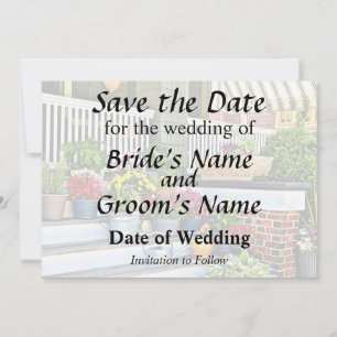 Save The Date Cape May NJ - Fleurs et arrosoirs sur le porche