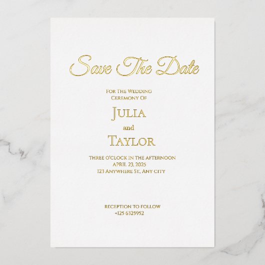 Save the Date Card Folie Uitnodiging (Voorkant)