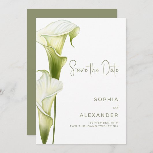 Save the Date Card for a Modern Wedding.  (Devant / Derrière)