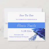 Save The Date Cards - Blue Graduation Cap (Devant)