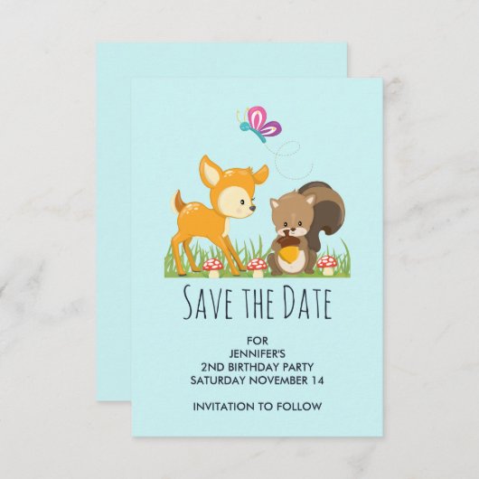 Save The Date Caricature en bois mignon (Devant / Derrière)
