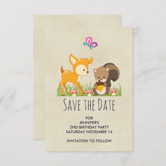 Save The Date Caricature en bois mignon (Devant / Derrière)