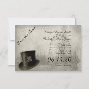 Save The Date Carnaval de Steampunk Top Mariage de chapeau Sauve