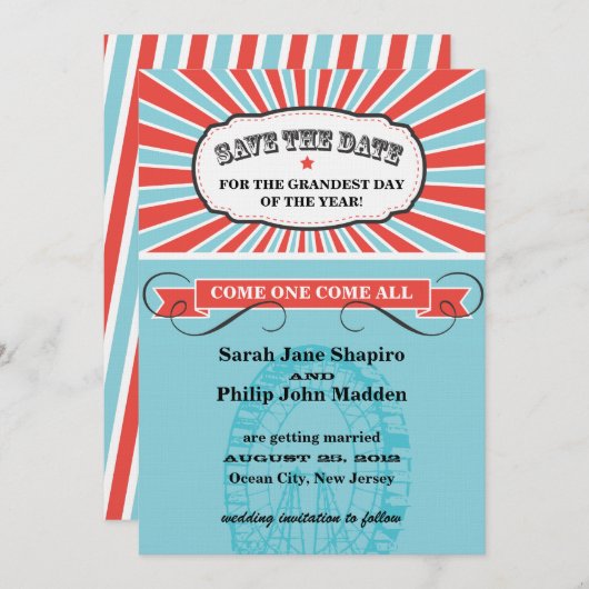 Save The Date Carnaval Mariage à thème Enregistrer la date (Devant / Derrière)